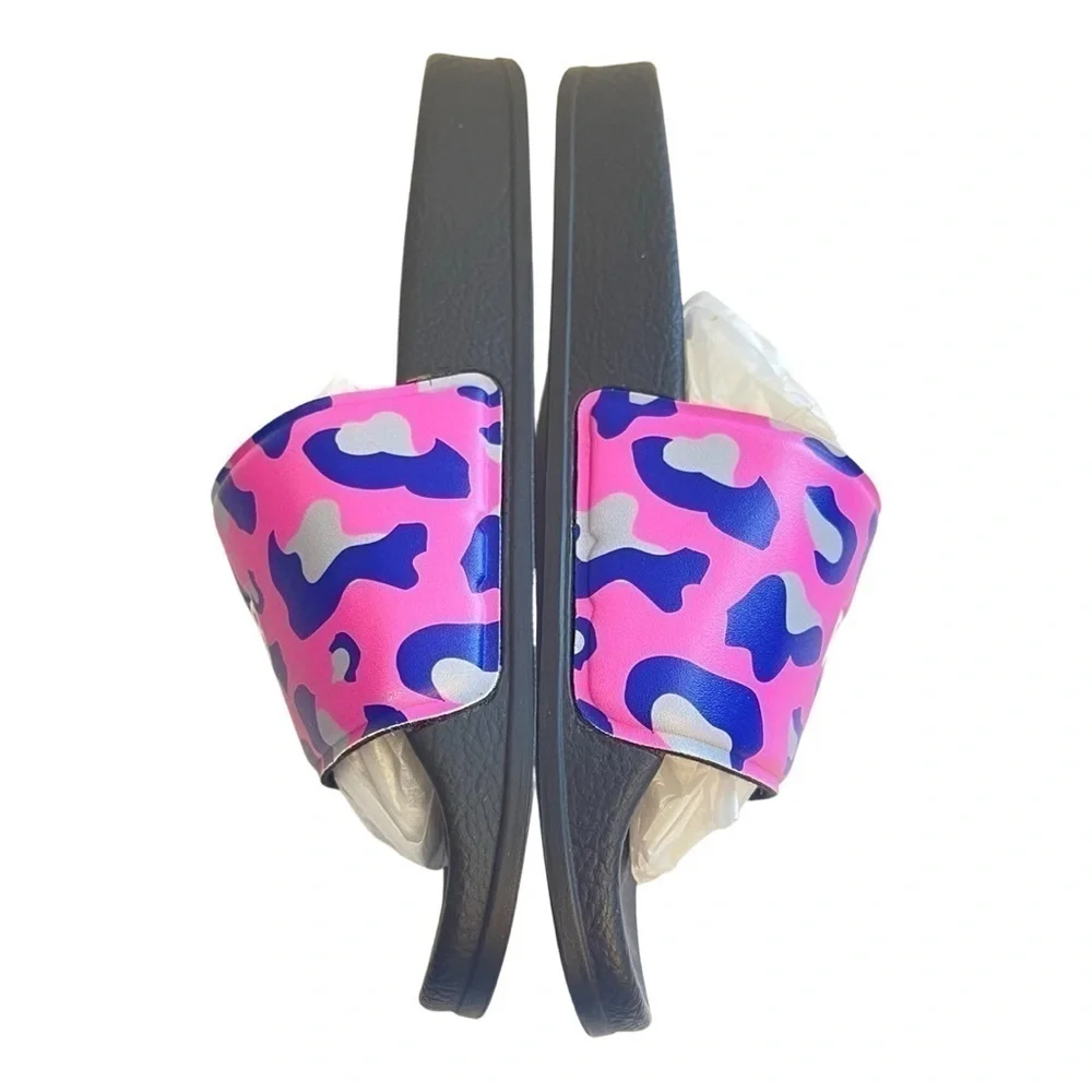 NEW P448 Women’s Pink Purple Animal Print Slides Size EU 37/ US 6